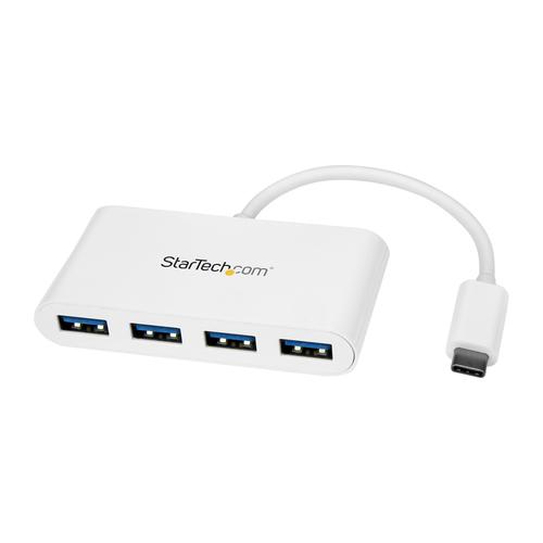 StarTech.com 4-Port USB-C Hub with 4x USB-A Ports (USB 3.0 SuperSpeed 5Gbps) - USB Bus Powered - Portable/Laptop USB-C to USB-A Adapter Hub - USB 3.2 Gen 1 Type-C Hub - White