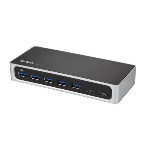 StarTech.com 7-Port USB-C Hub with Fast Charge Port - USB-C to 5x USB-A, 2x USB-C (USB 3.0 SuperSpeed 5Gbps) - Self-Powered USB 3.2 Gen 1 Type-C Hub with Power Adapter - Desktop/Laptop Hub