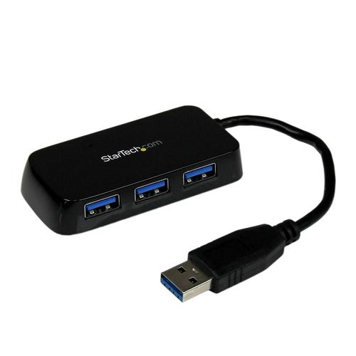 StarTech.com Portable 4-Port SuperSpeed Mini USB 3.0 Hub - 5Gbps - Black - TAA