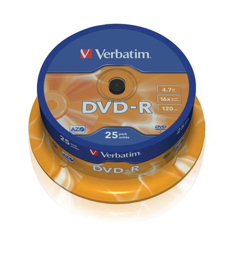 Verbatim DVD-R 4.7GB 25pcs Spin.SR sil. 16x
