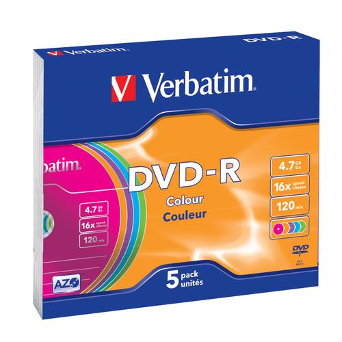 Verbatim DVD-R 4.7GB 5pcs Slim J. Colour 16x