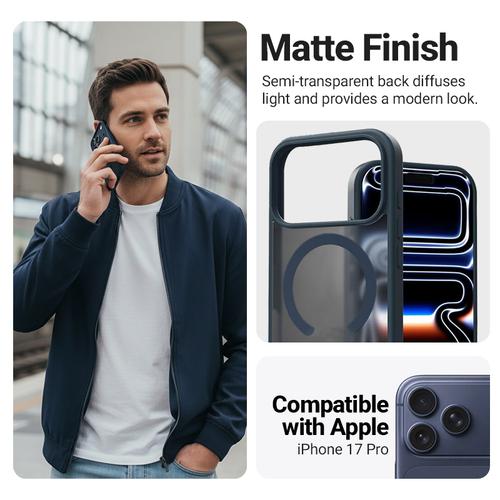 CRONG Hybrid Matte Magnetic - MagSafe Case for iPhone 17 Pro (Navy Blue)