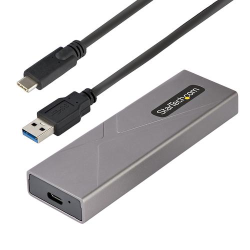 StarTech.com USB-C 10Gbps to M.2 NVMe or M.2 SATA SSD Enclosure - Tool-free External M.2 PCIe/SATA NGFF SSD Aluminum Case - USB Type-C AND A Host Cables - Supports 2230/2242/2260/2280