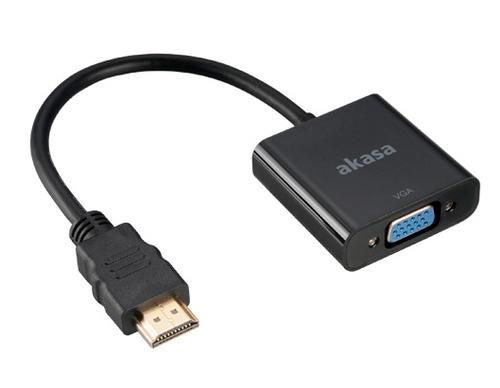 Akasa AK-CBHD15-20BK video cable adapter, 0.2 m, VGA (D-Sub) to HDMI Type A (Standard), Black