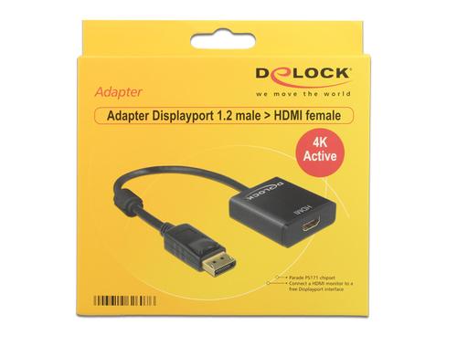 Delock 62607 video cable adapter 0.2 m DisplayPort to HDMI Type A (Standard) Black