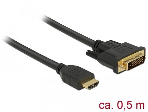 Delock HDMI to DVI 24+1 bidirectional cable 0.50m black