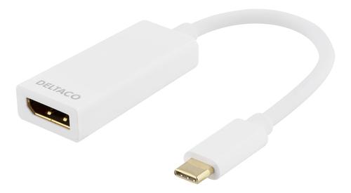 Deltaco USBC-DP1 video cable adapter, 0.1 m, USB Type-C to DisplayPort, White