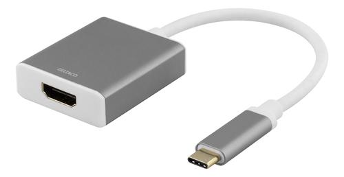 Deltaco USBC-HDMI9 video cable adapter, 0.2 m, USB Type-C, HDMI, Grey