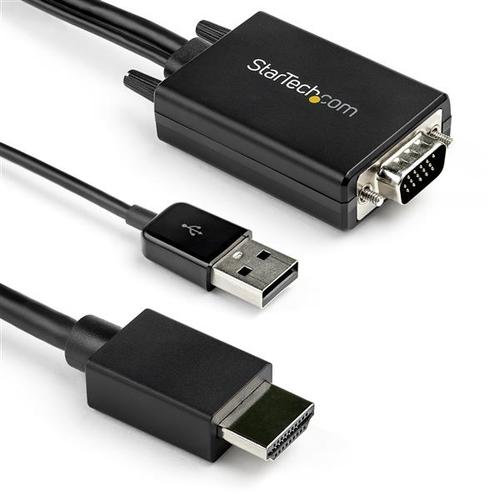 StarTech.com 2m VGA to HDMI Converter Cable with USB Audio Support AND Power - Analog to Digital Video Adapter Cable to connect a VGA PC to HDMI Display - 1080p Male to Male Monitor Cable