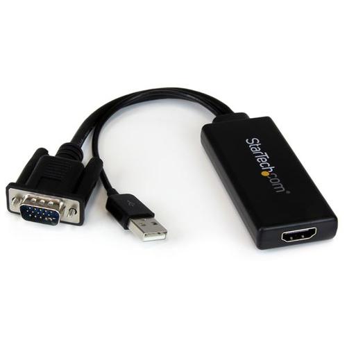 StarTech.com VGA to HDMI Adapter with USB Audio AND Power – Portable VGA to HDMI Converter – 1080p