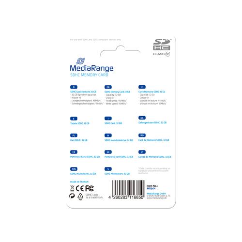 MediaRange SD Storage Card 32GB SDHC Class 10
