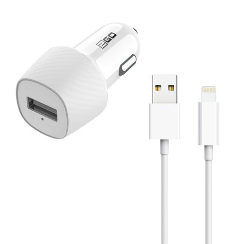 2GO Car Charger Set 10W USB-A / Lightning incl. Cable white