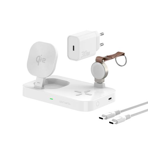 4smarts Qi2 Charging Station Trident with Charger for Apple Watch, white