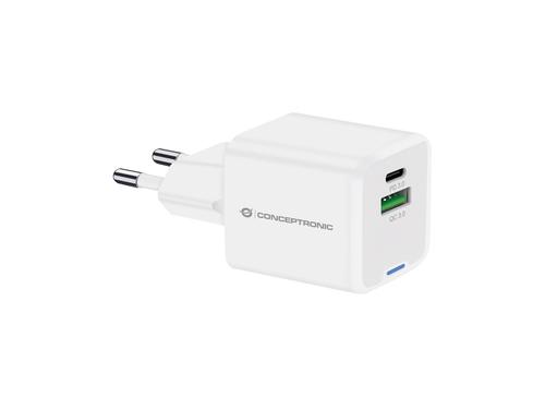 Conceptronic 2-Port GaN Charger USB-C/-A 20W PD3.0/PPS ws