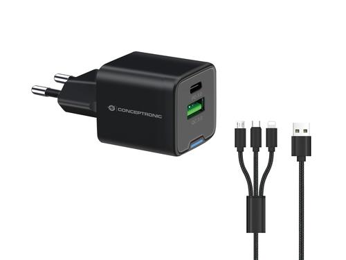 Conceptronic Charger 2-Port GaN 3-in-1 33W PD3.0/PPS sw