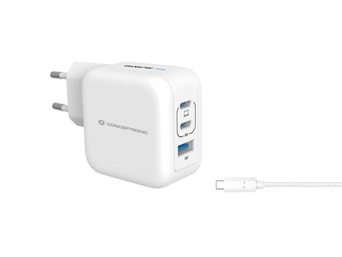 Conceptronic 3-Port GaN Charger 2xUSB-C/1x67W PD 3.0/PPS ws