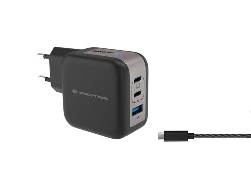 Conceptronic 3-Port GaN Charger 2xUSB-C/1x67W PD 3.0/PPS sw