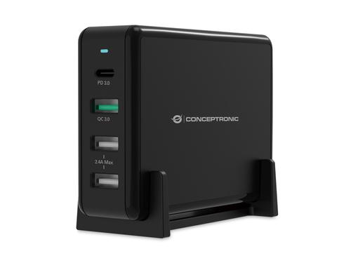 Conceptronic Charger 4-Port 3xUSB-A/1xUSB-C Desk 65W PD3.0 sw