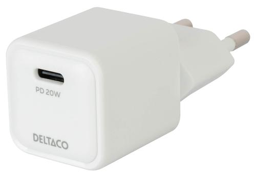 Deltaco USBC-AC150 universal white indoor mobile device charger for fast charging
