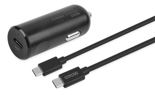 Deltaco USBC-CAR125 Mobile Device Charger, Black, Automatic