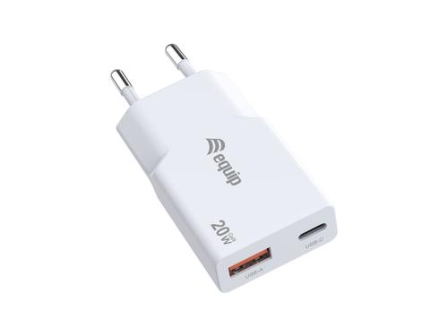 Equip Charger 2-Port USB-C PD3.0/USB-A GaN Slim 20W ÜSS white