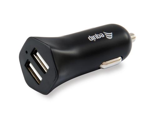 Equip Car charger 2-port 2xUSB2.0 480Mbps 12W black