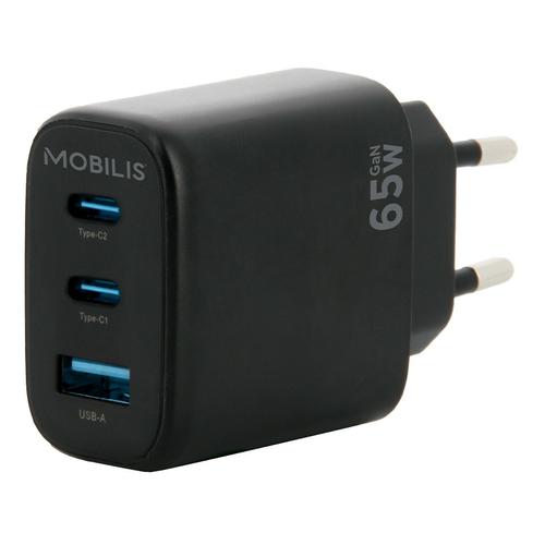 Mobilis Wall Charger 65W - 2 USB-C + 1 USB-A - GaN