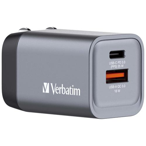 Verbatim GaN 35W Charger, 1x USB-A, 1x USB-C (gray, PD 3.0, QC 3.0)