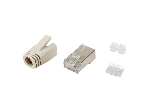 Equip Cat6a shielded RJ45 connector set 100pcs transp. poly bag