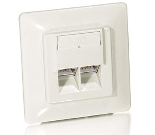 Equip Cat5e flush-mounted socket + front plate 2xRJ45 45° RAL9010