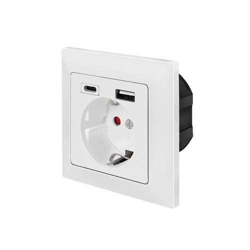 Logilink Underplug socket, 1x CEE 7/3, 1x USB-A, 1x USB-C