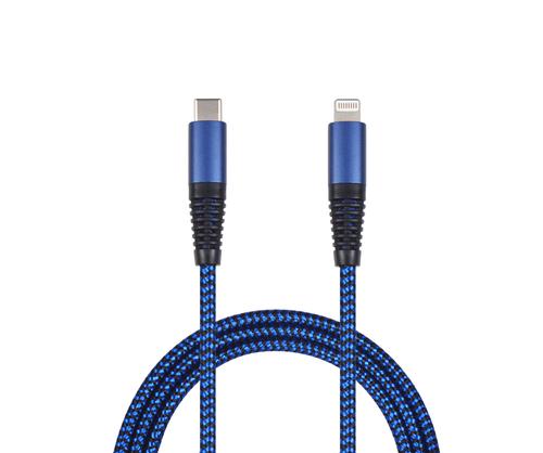 2GO USB charging/data cable Type-C - Lightning Nylon 1m blue