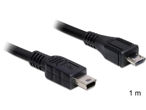 Delock USB Cable Micro-B - Mini-B Stainless Steel 1.00m sw