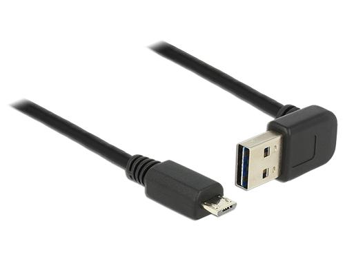 Delock USB 2.0 cable, USB-A plug 90° Micro-USB plug (black, 1 meter, angled up/down)