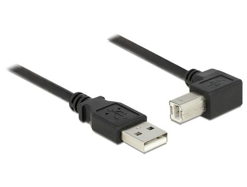 Delock USB Cable A - B 90° St/St 2.00m black