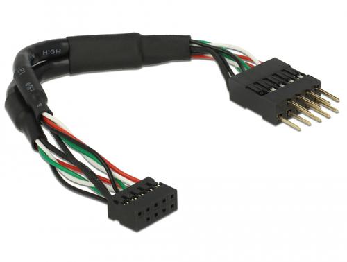Delock USB 2.0 cable, 10-pin header socket to 10-pin header plug (black, 12cm)