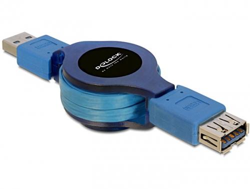 Delock USB3.0 Version A - A Straight/Right Angle 1.00m Blue Reel