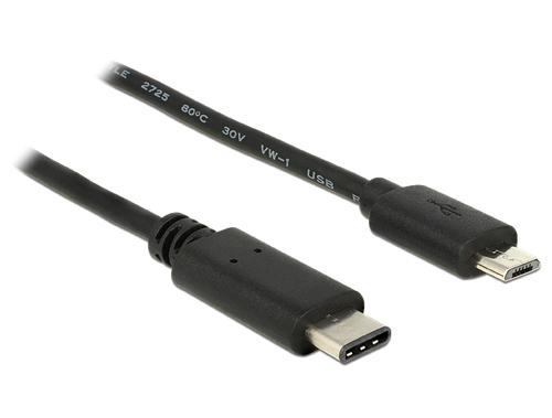 Delock USB 2.0 cable, USB-C to Micro-USB connector (black, 1 meter)