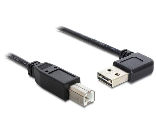 Delock EASY-USB 2.0 Cable, USB-A Plug 90° USB-B Plug (black, 0.5 meter, right/left angled)