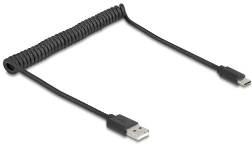 Delock USB 2.0 Spiral Cable USB Type-A Connector to USB Type-C