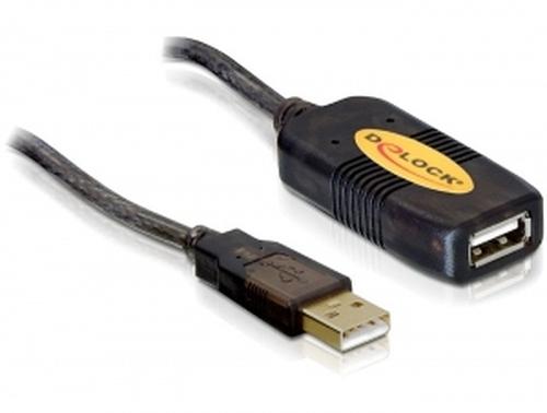 Delock USB 2.0 active extension cable, USB-A male to USB-A female (black, 5 meters)