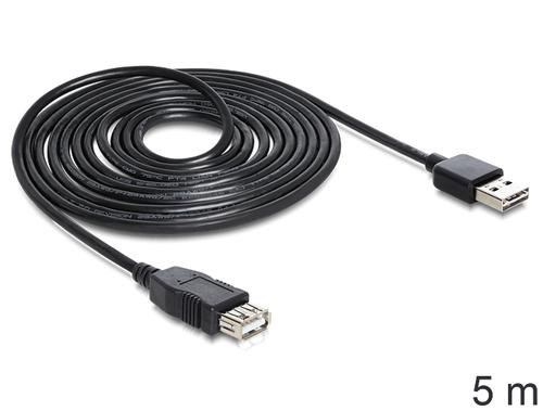 Delock USB Version A - A Straight/Butt 5.00m sw Easy USB