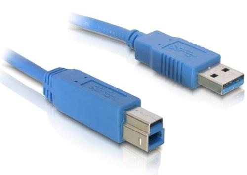 Delock USB 3.0 Cable A - B, Strain Relief, 2.00m, Blue