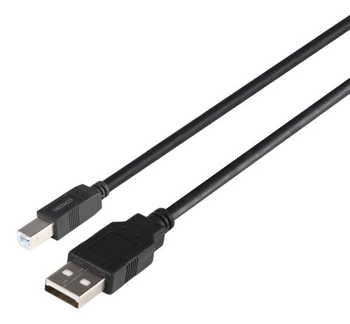 Deltaco USB-210S-LSZH USB cable, USB 2.0, 1 m, USB A, USB B, Black