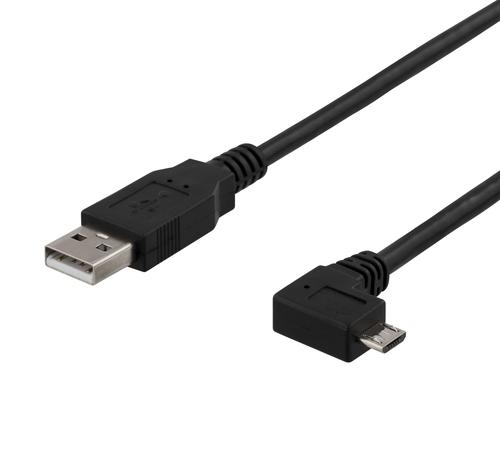 Deltaco USB-302D USB cable, USB 2.0, 2 m, USB A to USB A/Micro-USB B, black