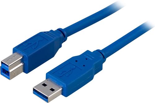 Deltaco USB3-120 USB cable, USB 3.2 Gen 1 (3.1 Gen 1), 2 m, USB A to USB B, 4.8 Gbit/s, blue
