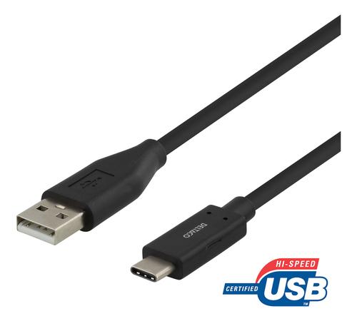 Deltaco USBC-1006M USB cable USB 2.0 2 m 0.48 Gbit/s Black