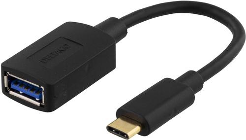 Deltaco USB-C to USB-A Cable, USB 3.2 Gen 1 (3.1 Gen 1), 0.15 m, Black