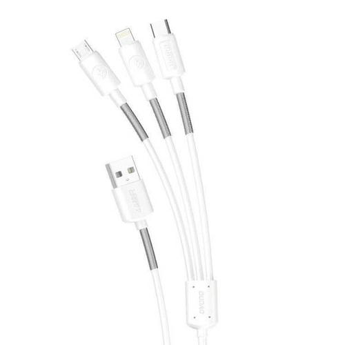 Dudao L8s Upgrade 3-in-1 USB Cable, 1.2 m, USB-A to USB-C/Micro-USB/Lightning, White