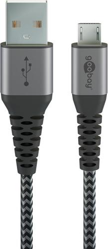 Goobay 49282 USB cable USB 2.0 1 m Micro-USB B USB A 0.48 Gbit/s 12 W Black, Grey